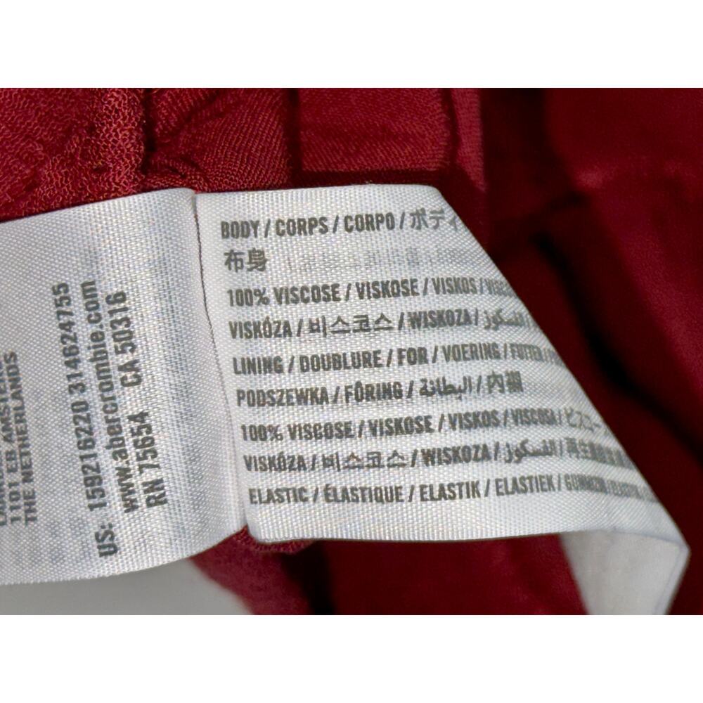 Abercrombie & Fitch Burgundy Red Smocked Puff Sleeve Slit Maxi Dress Size XS - Picture 10 of 12